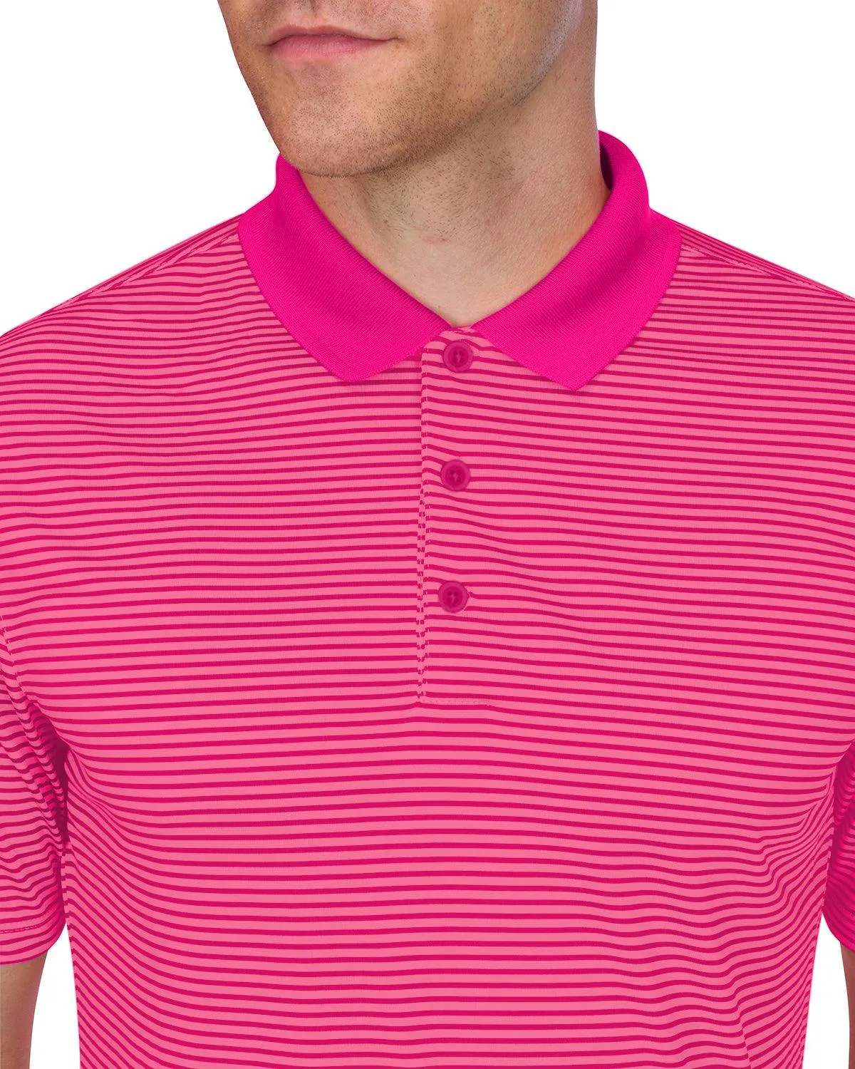 Men's Thin-Striped Solid-Collar Dry-Fit Golf Polo