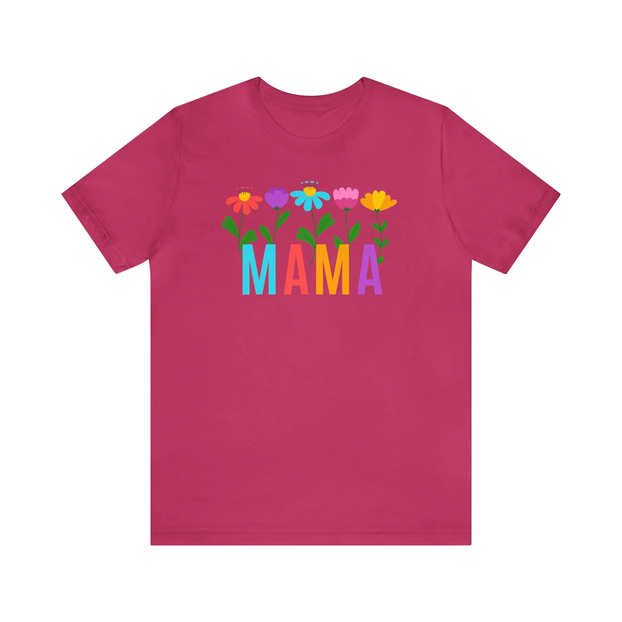 Mom Bright Color Flowers T-Shirt | Mother Floral Tee |  Bella Canvas 3001 Unisex | Mama Short Sleeve Tshirt