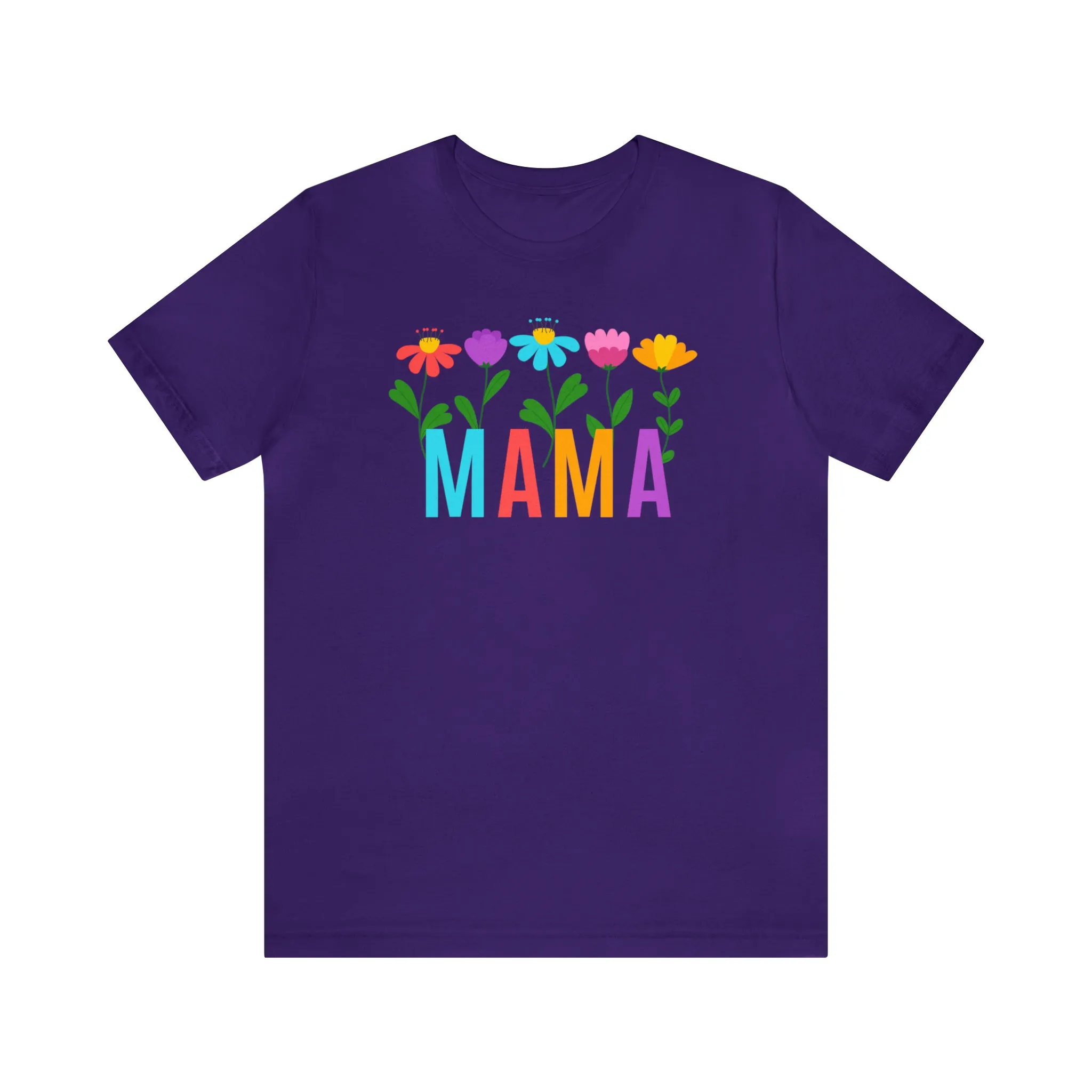 Mom Bright Color Flowers T-Shirt | Mother Floral Tee |  Bella Canvas 3001 Unisex | Mama Short Sleeve Tshirt