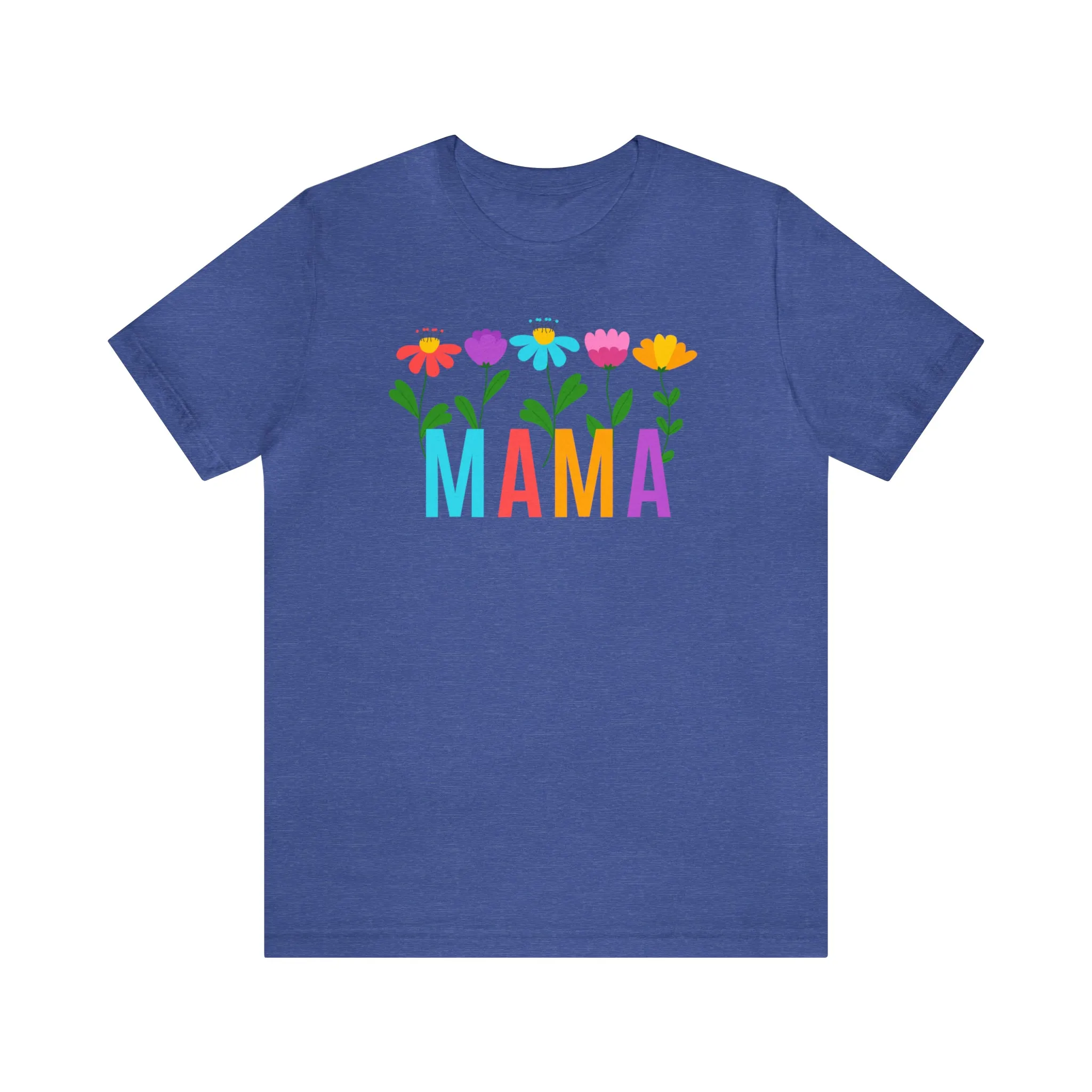 Mom Bright Color Flowers T-Shirt | Mother Floral Tee |  Bella Canvas 3001 Unisex | Mama Short Sleeve Tshirt