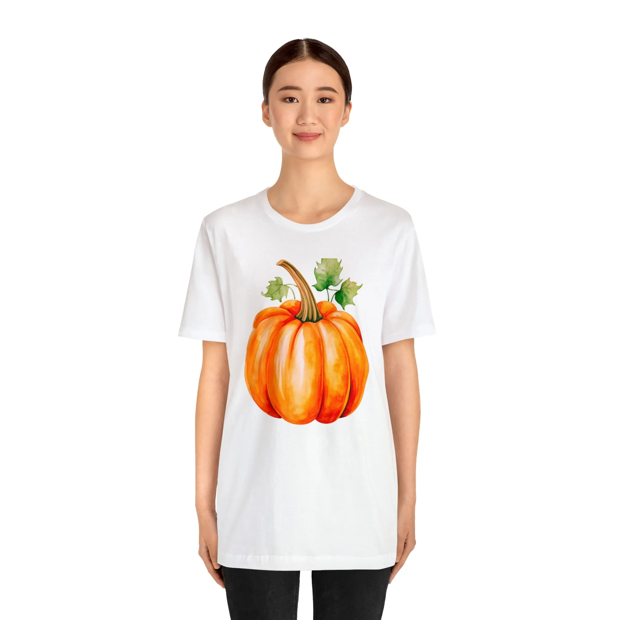 Orange Fall Pumpkin T-Shirt | Fall Thanksgiving Tee |  Bella Canvas 3001 Unisex |  Watercolor Pumpkin Short Sleeve Tshirt