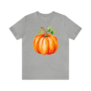 Orange Fall Pumpkin T-Shirt | Fall Thanksgiving Tee |  Bella Canvas 3001 Unisex |  Watercolor Pumpkin Short Sleeve Tshirt