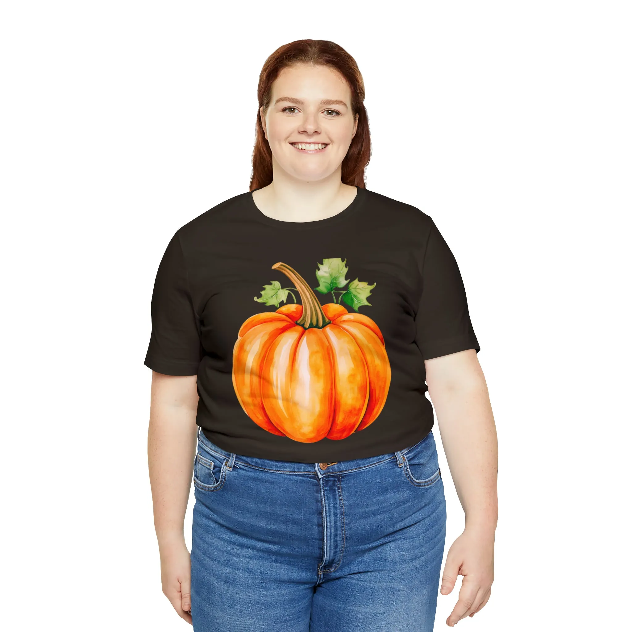 Orange Fall Pumpkin T-Shirt | Fall Thanksgiving Tee |  Bella Canvas 3001 Unisex |  Watercolor Pumpkin Short Sleeve Tshirt