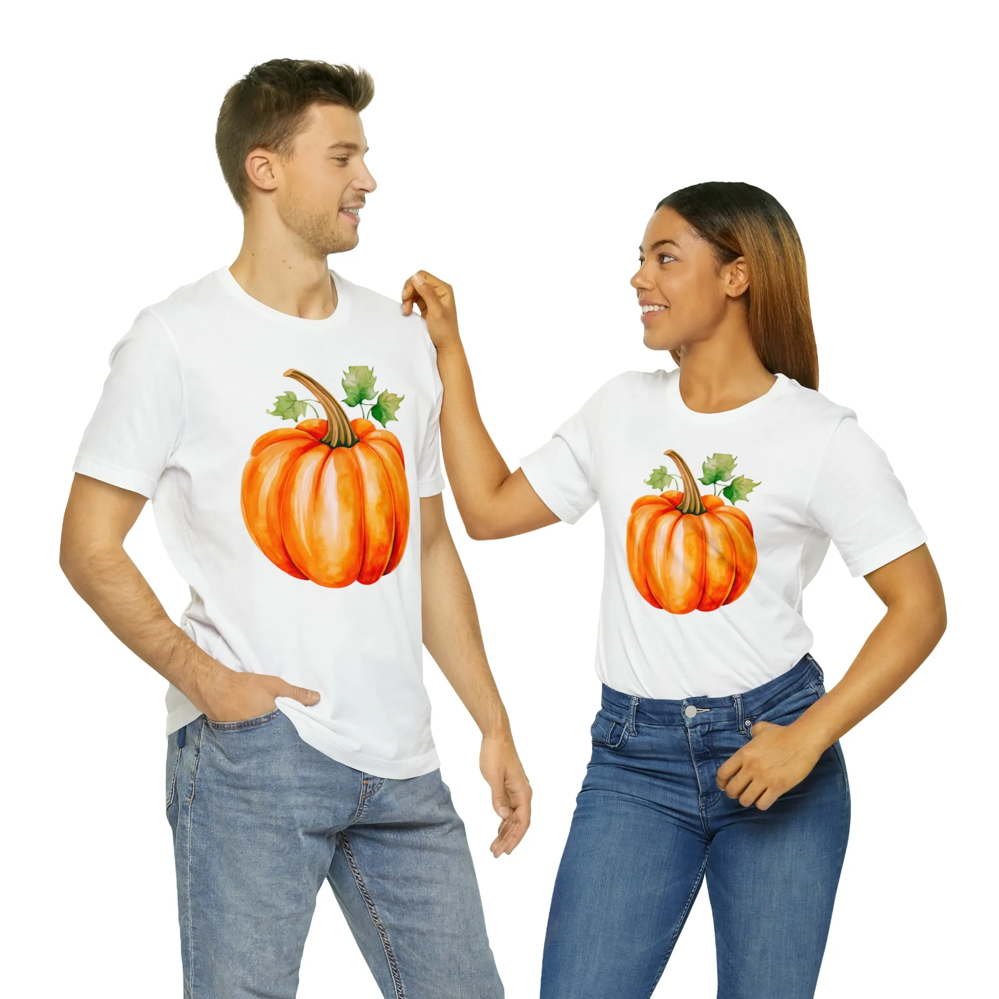 Orange Fall Pumpkin T-Shirt | Fall Thanksgiving Tee |  Bella Canvas 3001 Unisex |  Watercolor Pumpkin Short Sleeve Tshirt