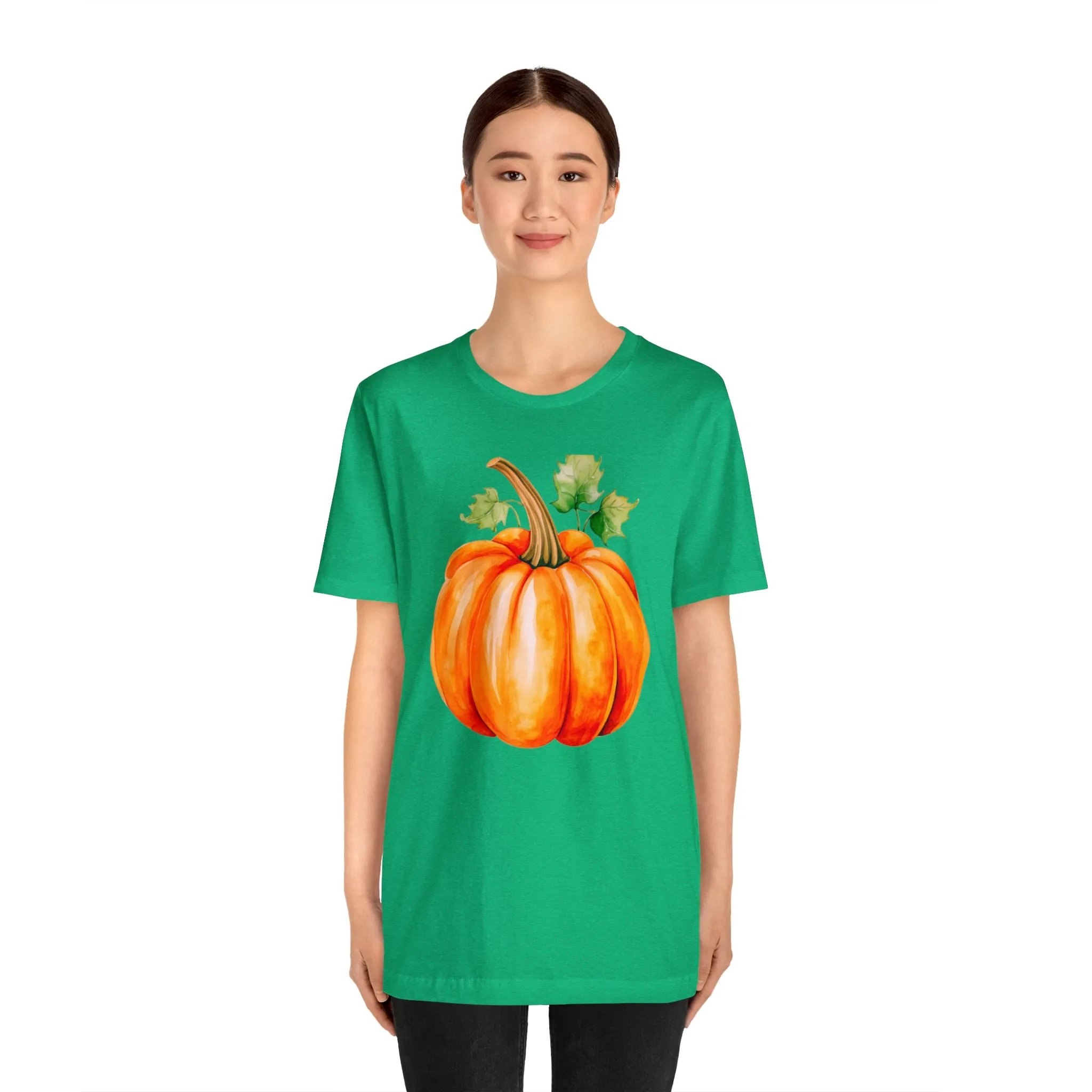 Orange Fall Pumpkin T-Shirt | Fall Thanksgiving Tee |  Bella Canvas 3001 Unisex |  Watercolor Pumpkin Short Sleeve Tshirt