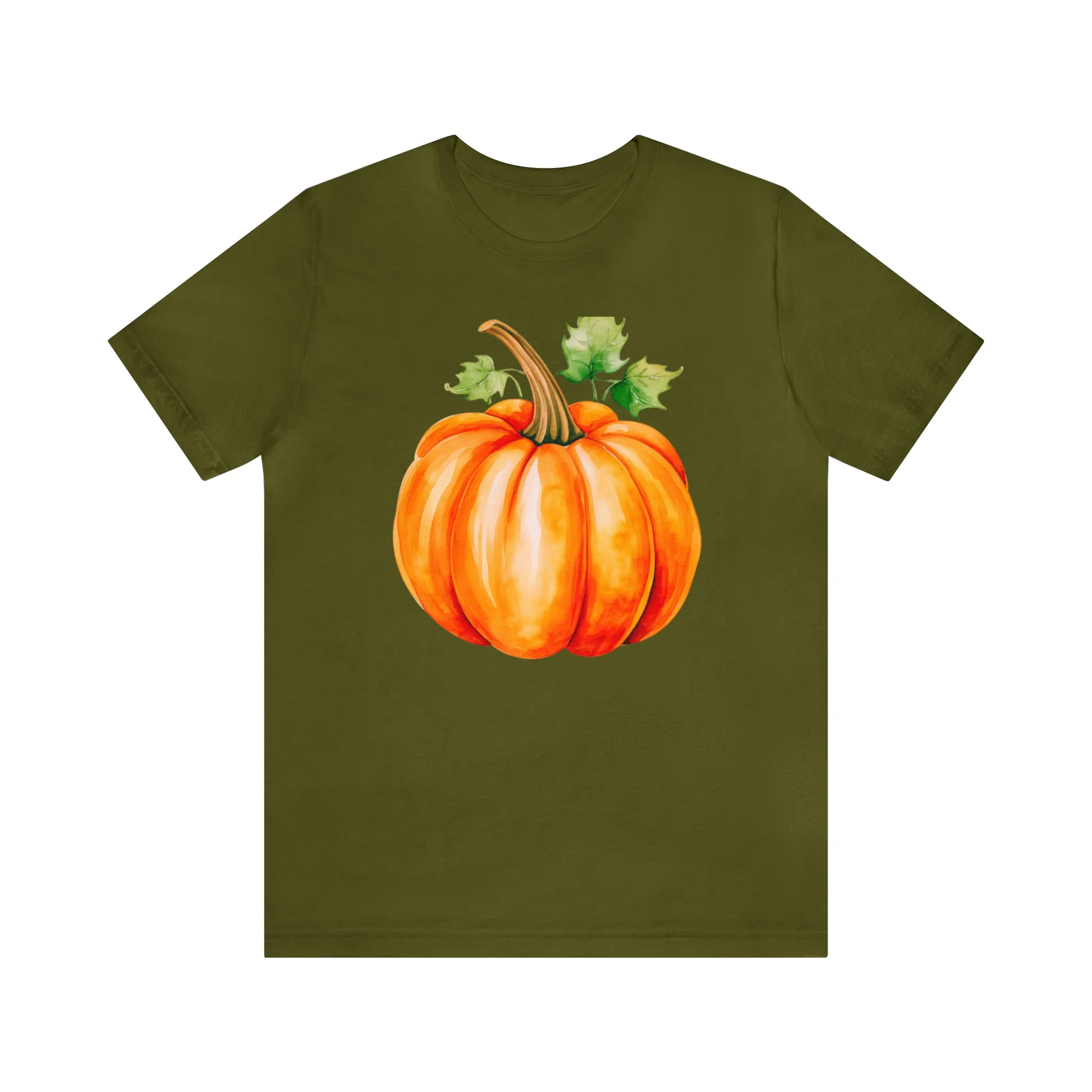 Orange Fall Pumpkin T-Shirt | Fall Thanksgiving Tee |  Bella Canvas 3001 Unisex |  Watercolor Pumpkin Short Sleeve Tshirt