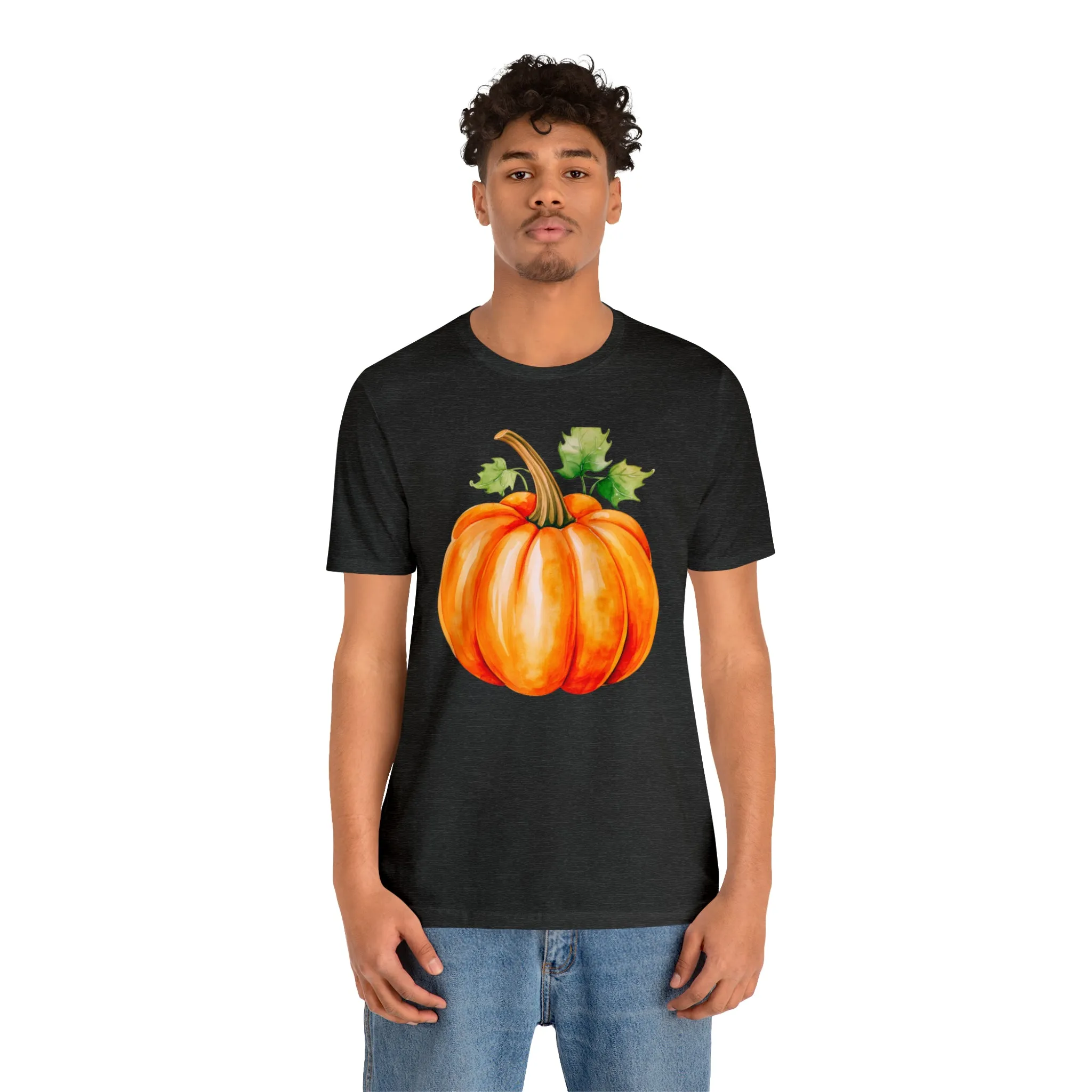 Orange Fall Pumpkin T-Shirt | Fall Thanksgiving Tee |  Bella Canvas 3001 Unisex |  Watercolor Pumpkin Short Sleeve Tshirt