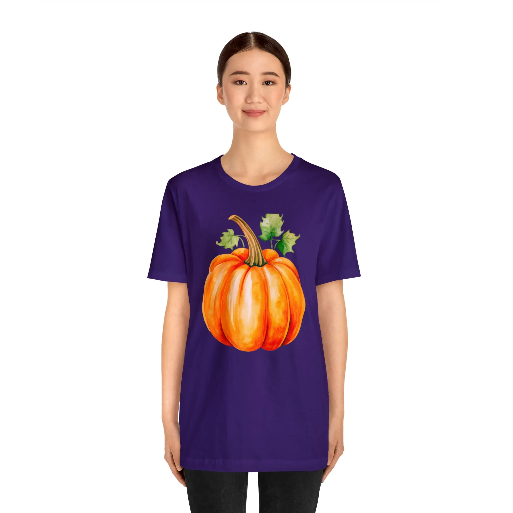 Orange Fall Pumpkin T-Shirt | Fall Thanksgiving Tee |  Bella Canvas 3001 Unisex |  Watercolor Pumpkin Short Sleeve Tshirt