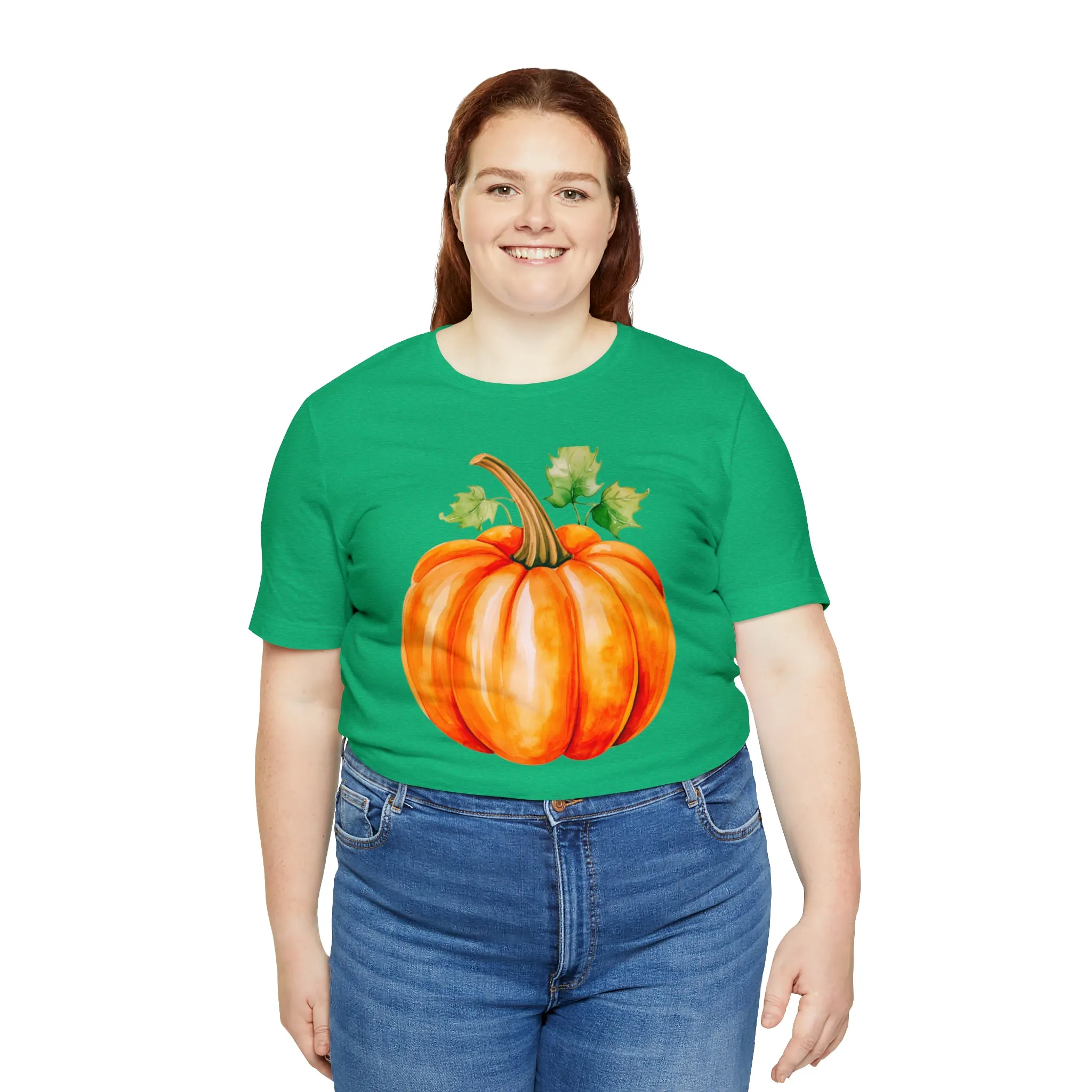 Orange Fall Pumpkin T-Shirt | Fall Thanksgiving Tee |  Bella Canvas 3001 Unisex |  Watercolor Pumpkin Short Sleeve Tshirt