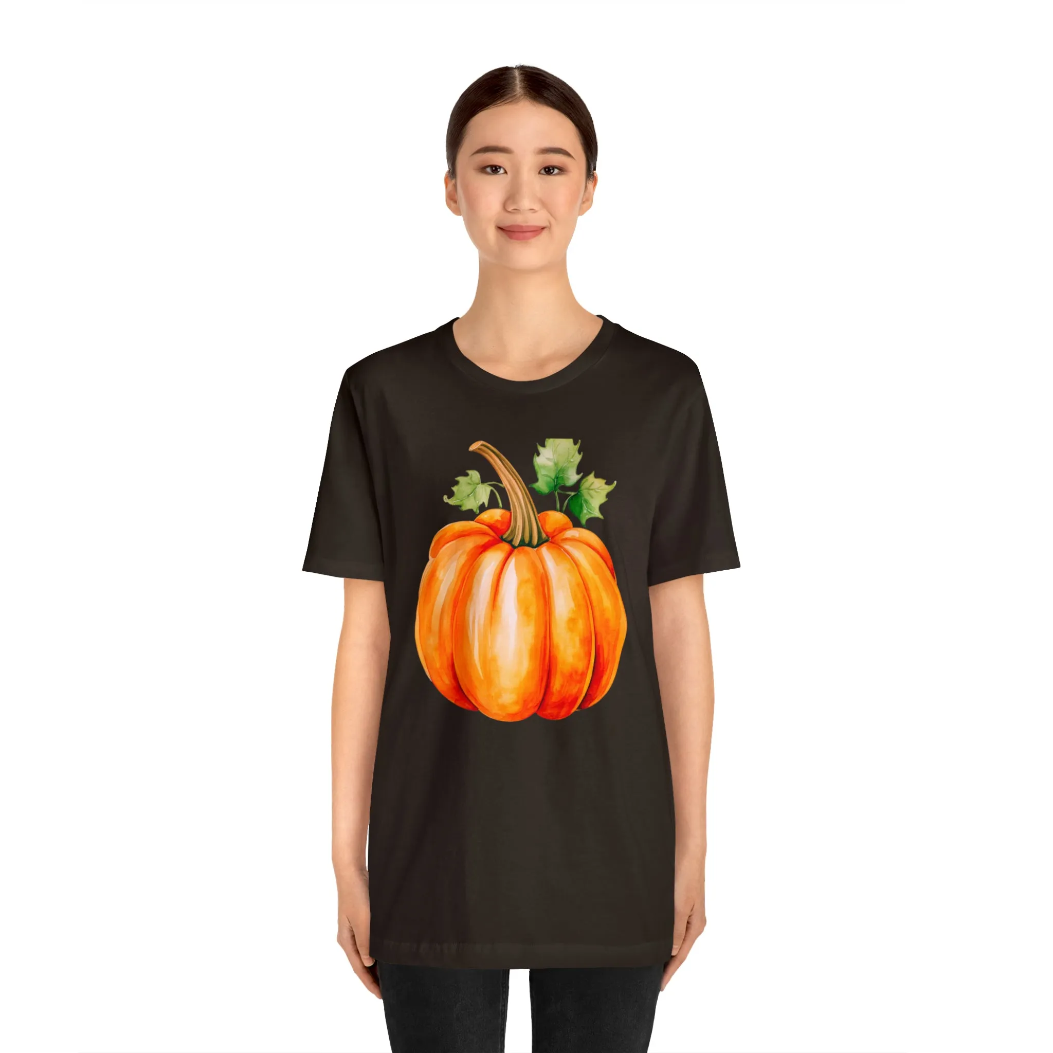 Orange Fall Pumpkin T-Shirt | Fall Thanksgiving Tee |  Bella Canvas 3001 Unisex |  Watercolor Pumpkin Short Sleeve Tshirt