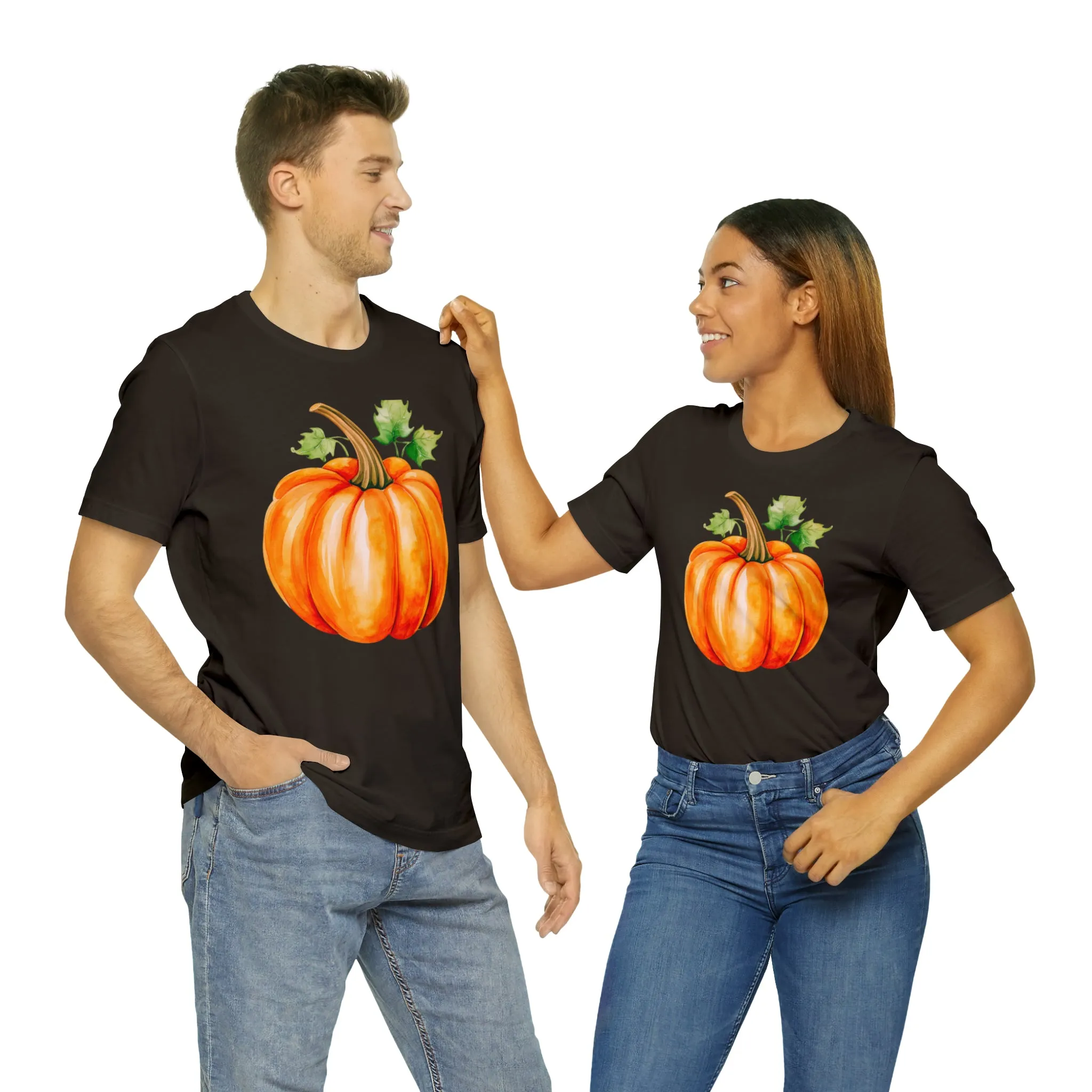 Orange Fall Pumpkin T-Shirt | Fall Thanksgiving Tee |  Bella Canvas 3001 Unisex |  Watercolor Pumpkin Short Sleeve Tshirt