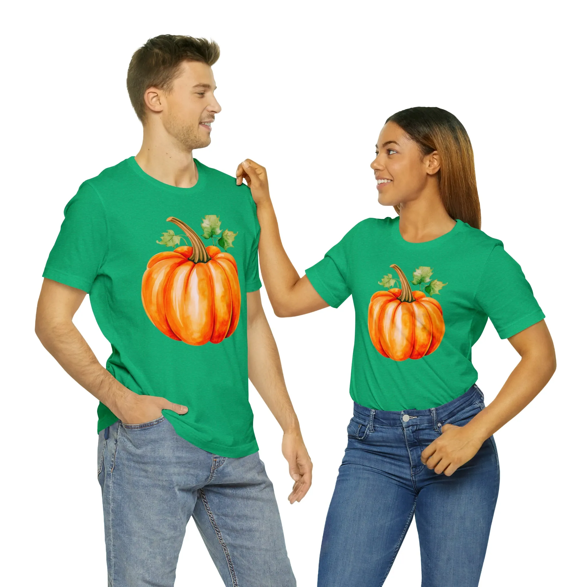 Orange Fall Pumpkin T-Shirt | Fall Thanksgiving Tee |  Bella Canvas 3001 Unisex |  Watercolor Pumpkin Short Sleeve Tshirt