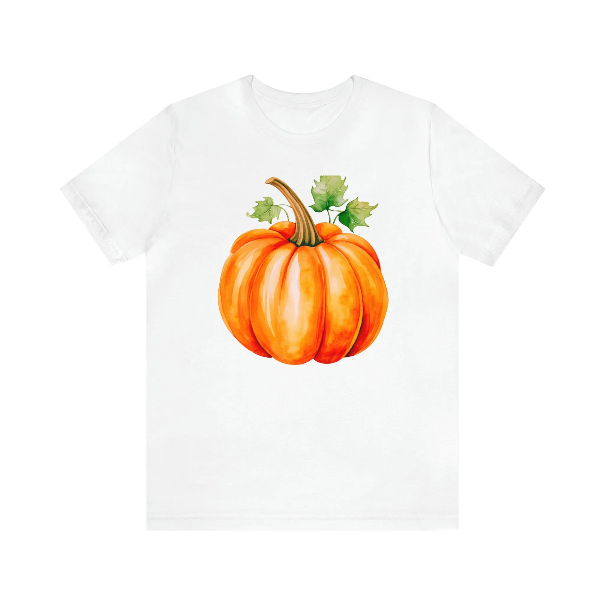 Orange Fall Pumpkin T-Shirt | Fall Thanksgiving Tee |  Bella Canvas 3001 Unisex |  Watercolor Pumpkin Short Sleeve Tshirt