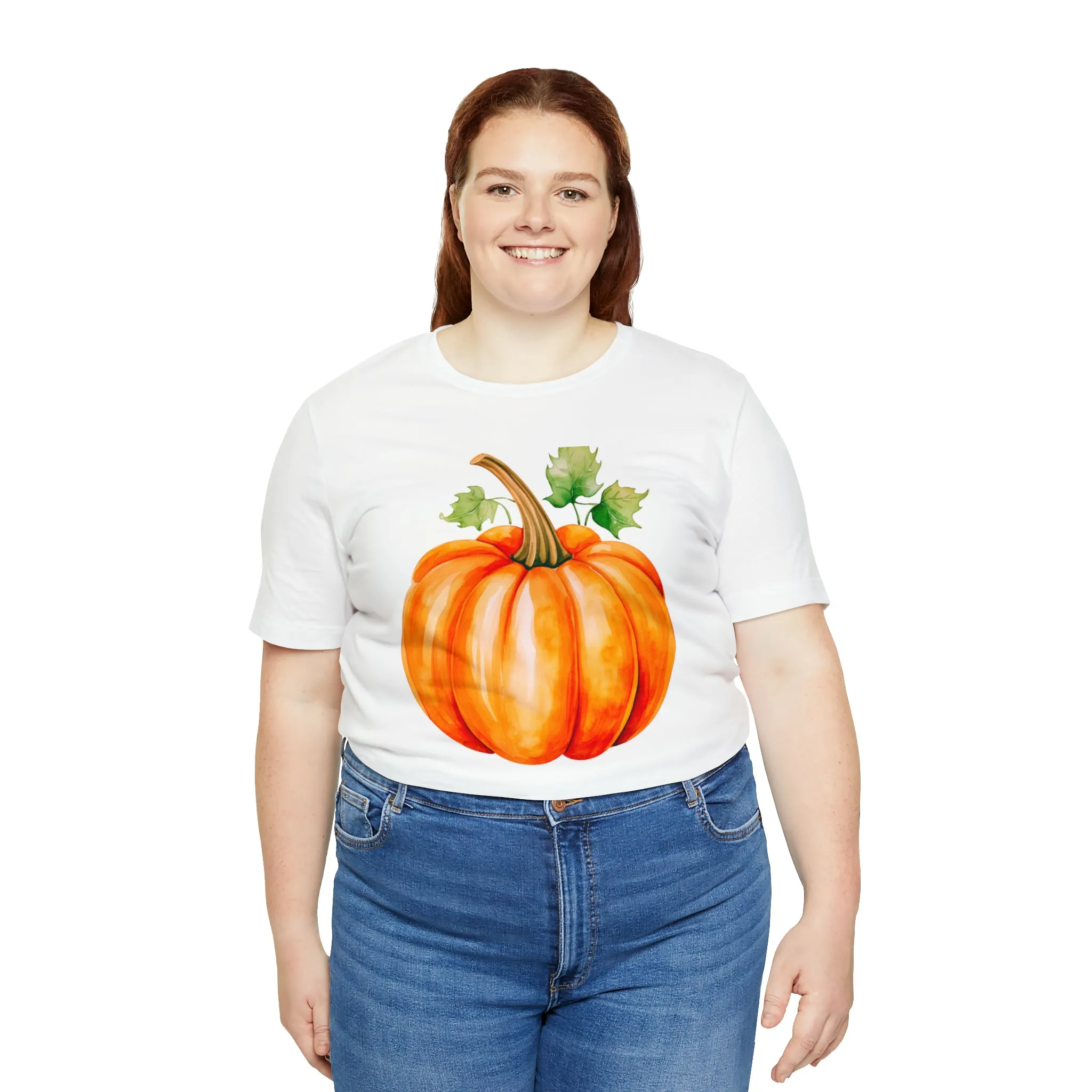 Orange Fall Pumpkin T-Shirt | Fall Thanksgiving Tee |  Bella Canvas 3001 Unisex |  Watercolor Pumpkin Short Sleeve Tshirt