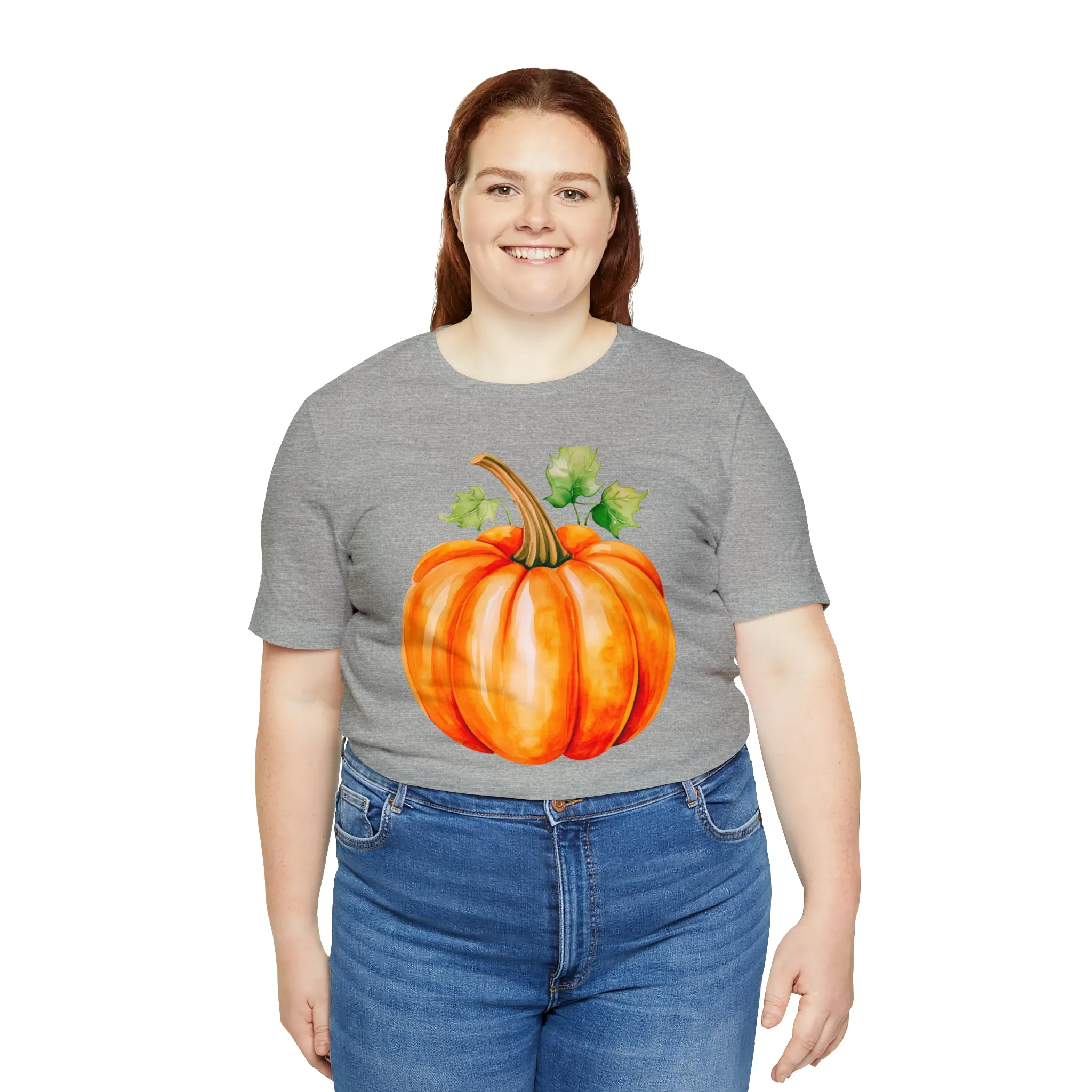 Orange Fall Pumpkin T-Shirt | Fall Thanksgiving Tee |  Bella Canvas 3001 Unisex |  Watercolor Pumpkin Short Sleeve Tshirt