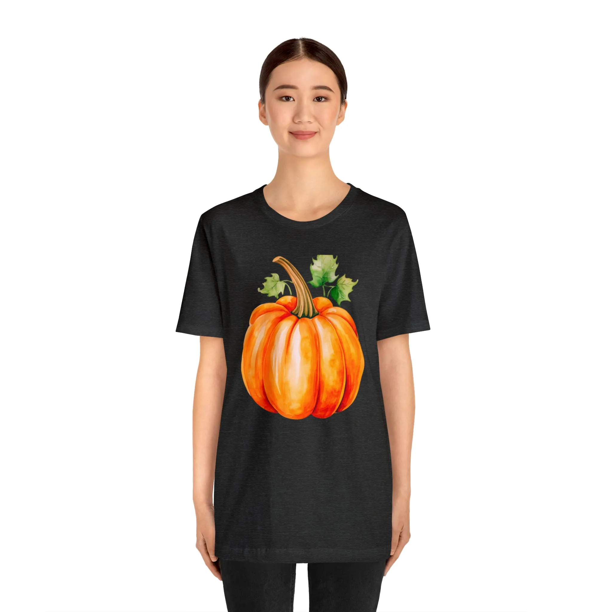 Orange Fall Pumpkin T-Shirt | Fall Thanksgiving Tee |  Bella Canvas 3001 Unisex |  Watercolor Pumpkin Short Sleeve Tshirt