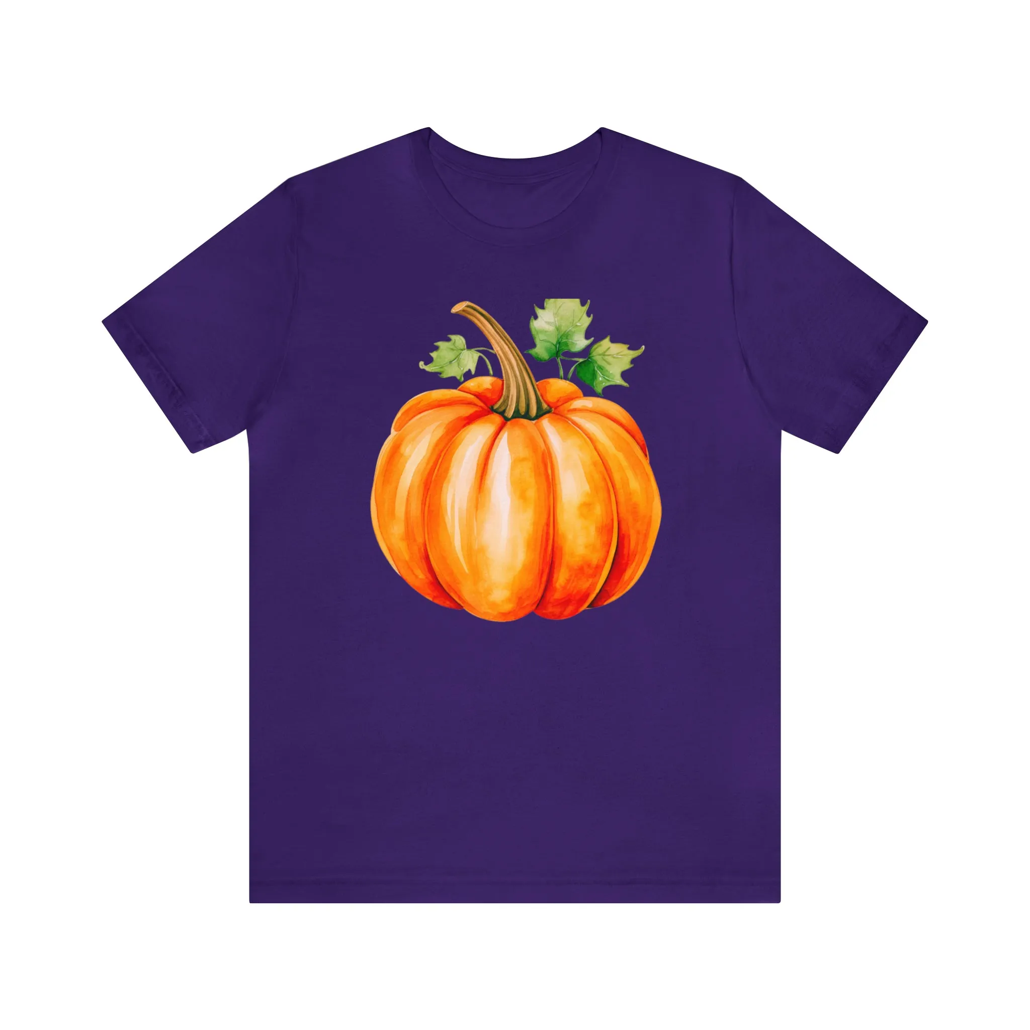 Orange Fall Pumpkin T-Shirt | Fall Thanksgiving Tee |  Bella Canvas 3001 Unisex |  Watercolor Pumpkin Short Sleeve Tshirt