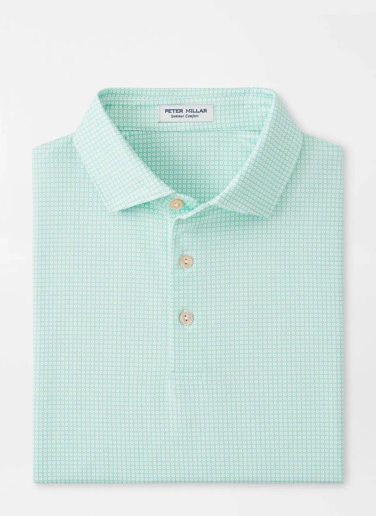 Orbit Performance Jersey Polo by Peter Millar - White w/ Pear Tart
