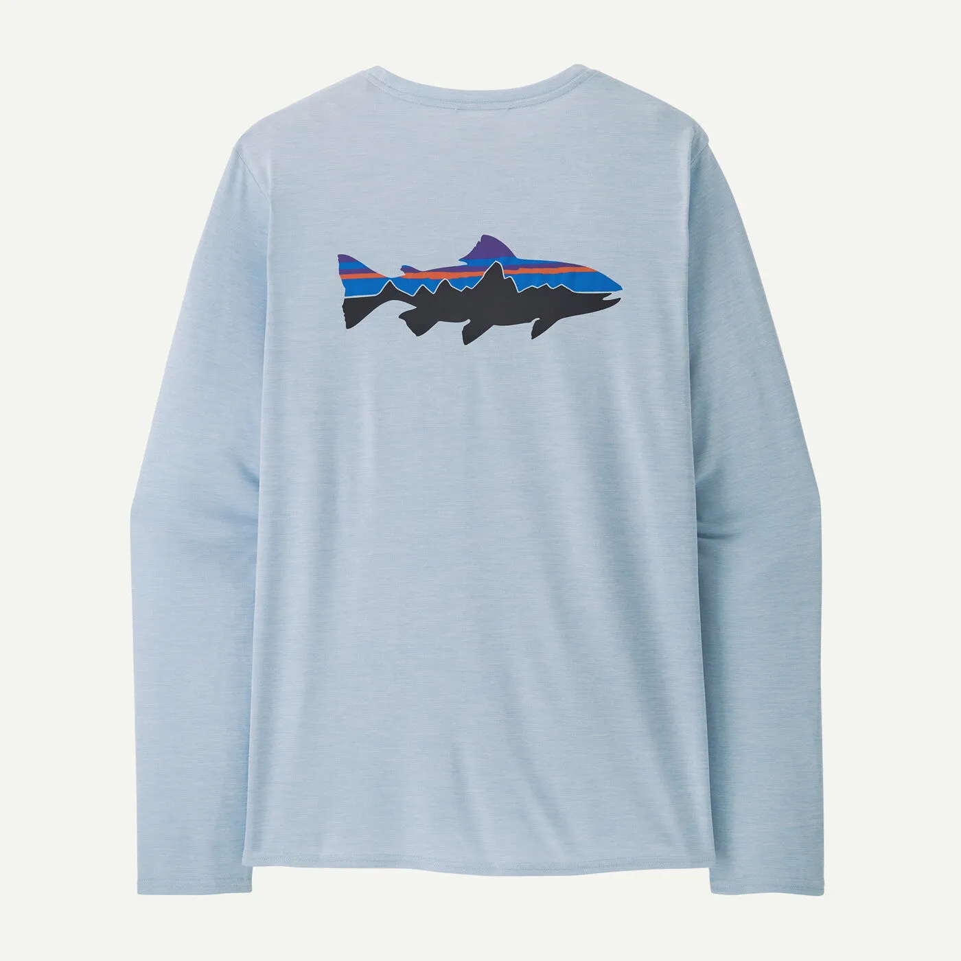 Patagonia Long-Sleeved Capilene® Cool Daily Graphic Shirt - Waters Fitz Roy Trout: Fleck Blue