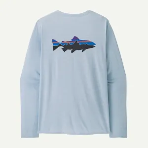 Patagonia Long-Sleeved Capilene® Cool Daily Graphic Shirt - Waters Fitz Roy Trout: Fleck Blue