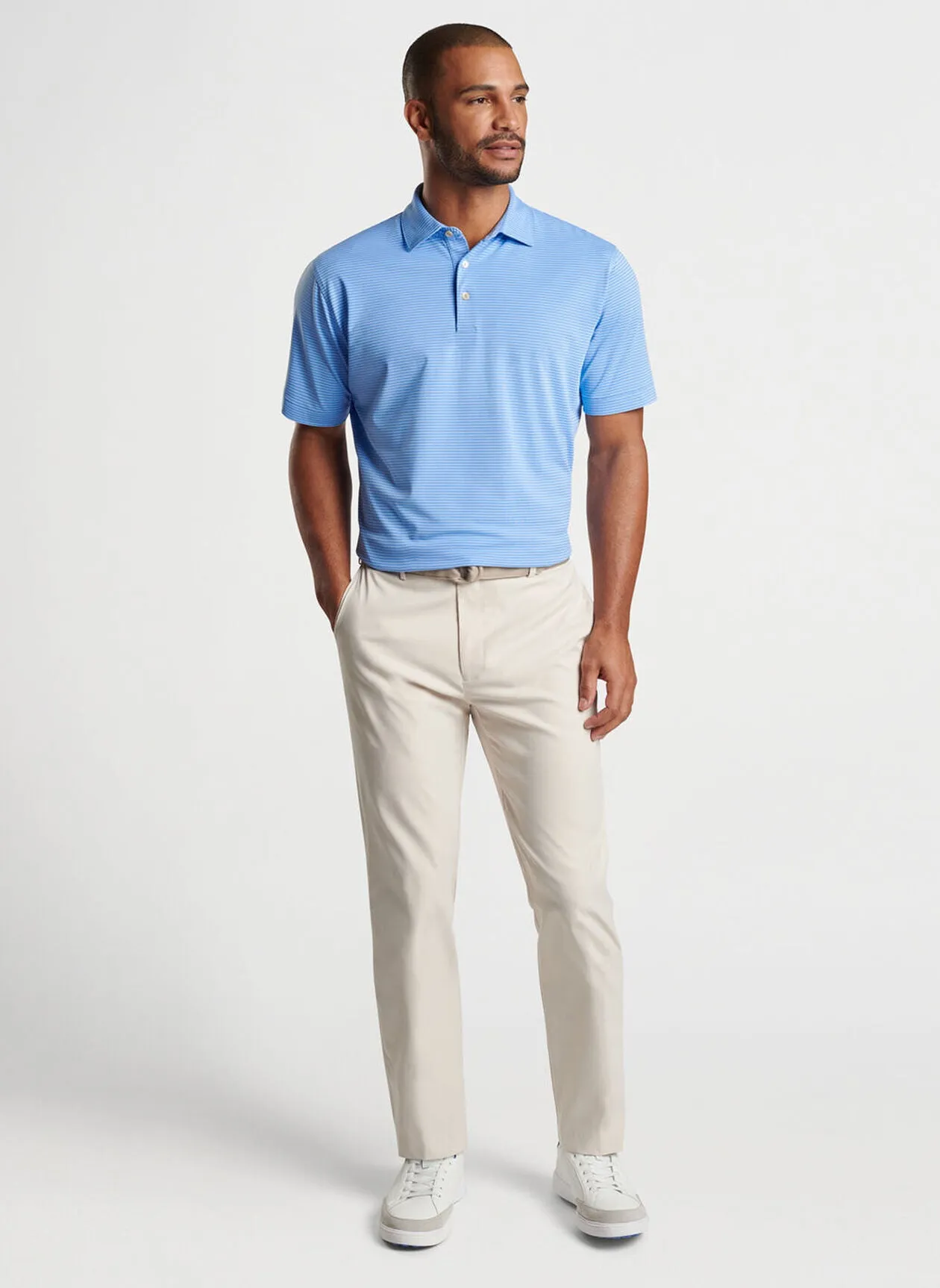 Peter Millar Mens Classic Fit Grace Performance Mesh Polo - COTTAGE BLUE