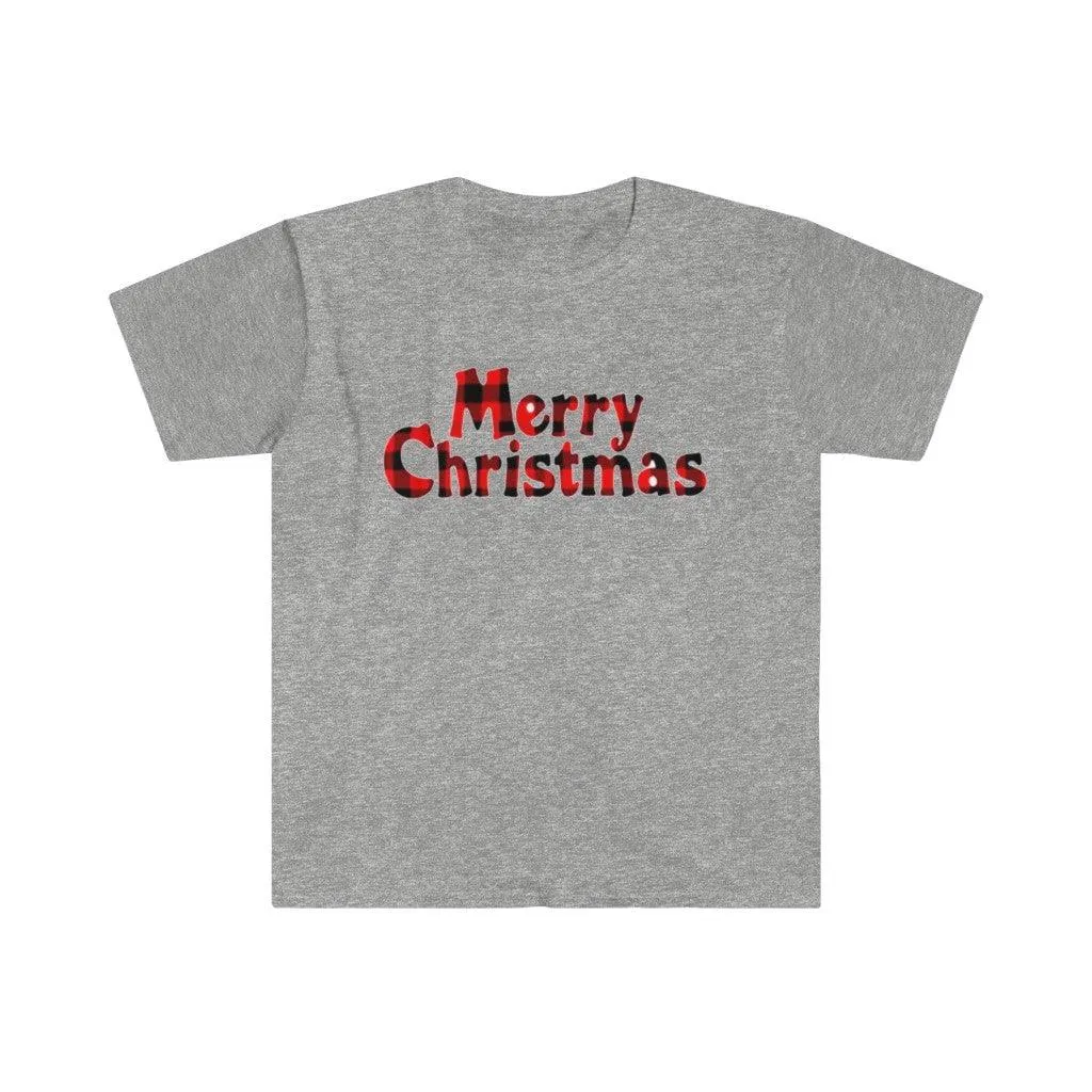 Plaid Merry Christmas T-Shirt and Fashion Graphic Cute Tee