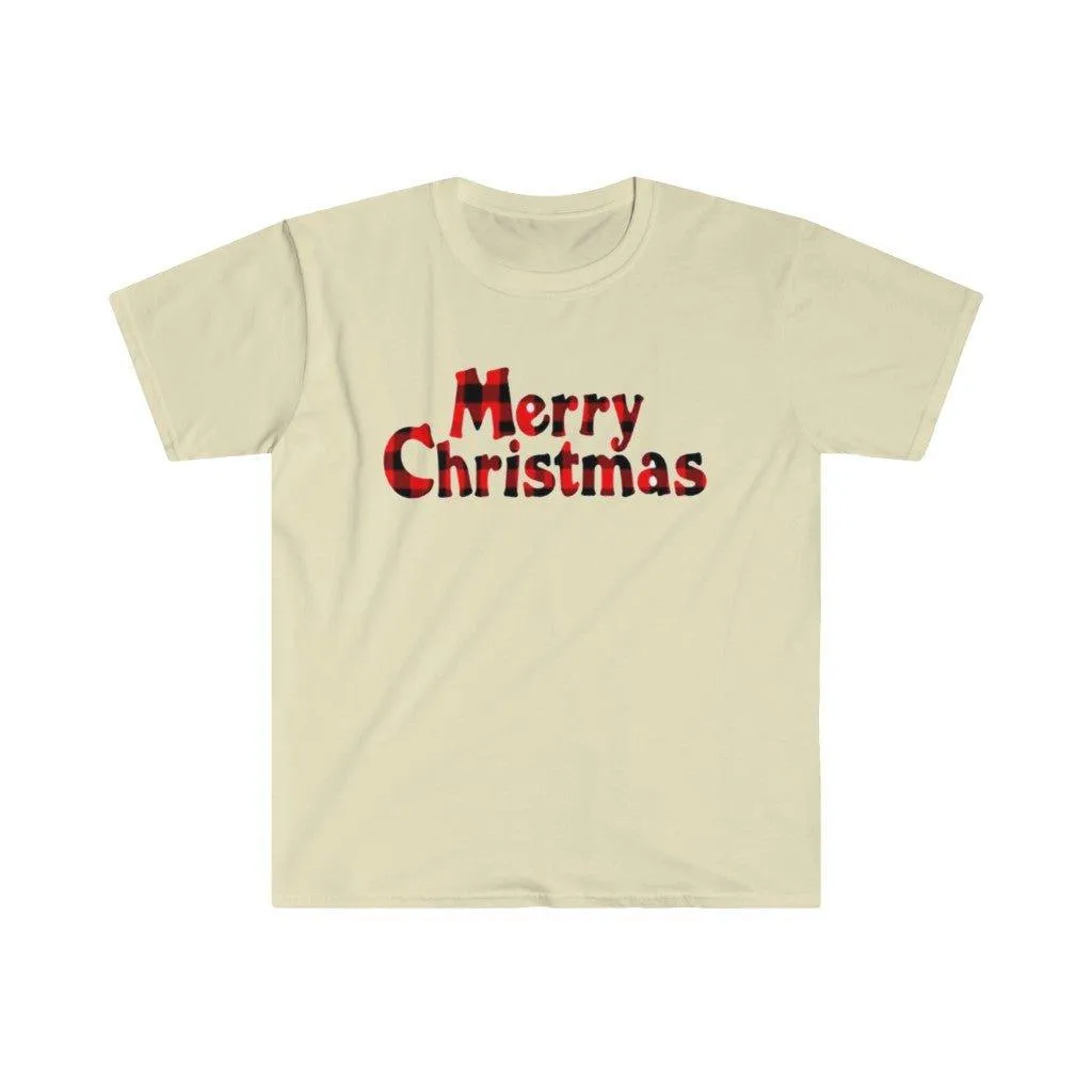 Plaid Merry Christmas T-Shirt and Fashion Graphic Cute Tee