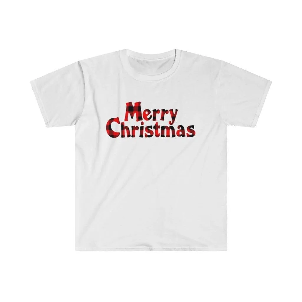 Plaid Merry Christmas T-Shirt and Fashion Graphic Cute Tee