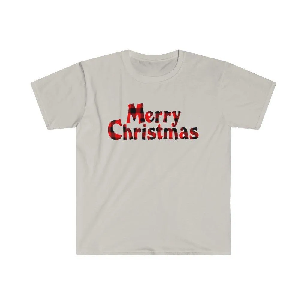 Plaid Merry Christmas T-Shirt and Fashion Graphic Cute Tee