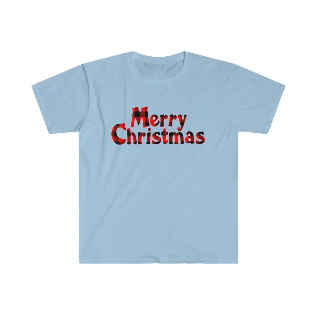 Plaid Merry Christmas T-Shirt and Fashion Graphic Cute Tee