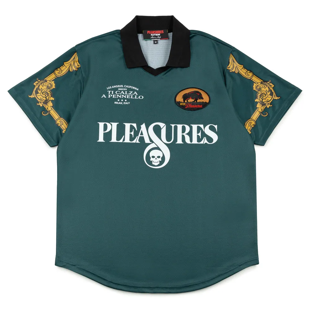 Pleasures x IUTER Carlo Soccer Jersey Tee | Dark Green