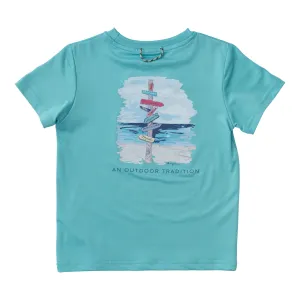 Pro Performance Fishing Tee with Beach Sign Art