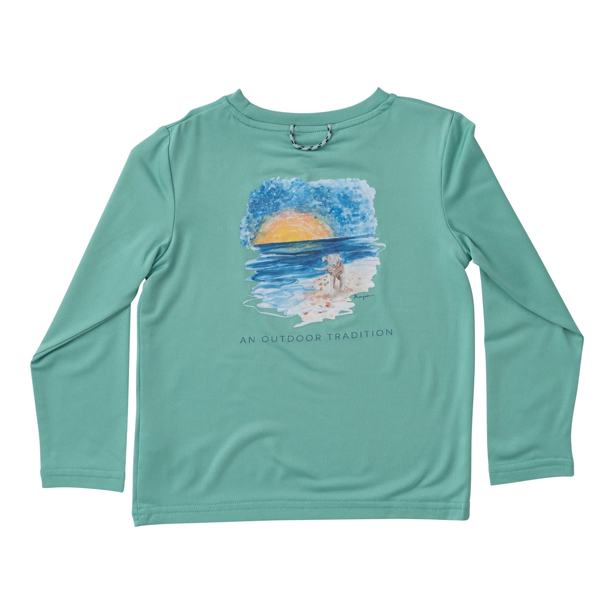 Pro Performance Long Sleeve Fishing Tee with Dog Beach Art