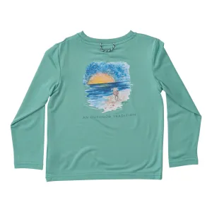 Pro Performance Long Sleeve Fishing Tee with Dog Beach Art