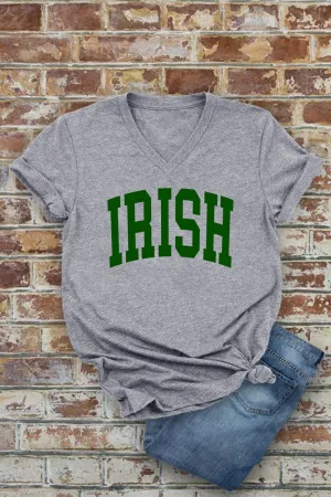 "Irish" V-Neck Tee-Heather Gray