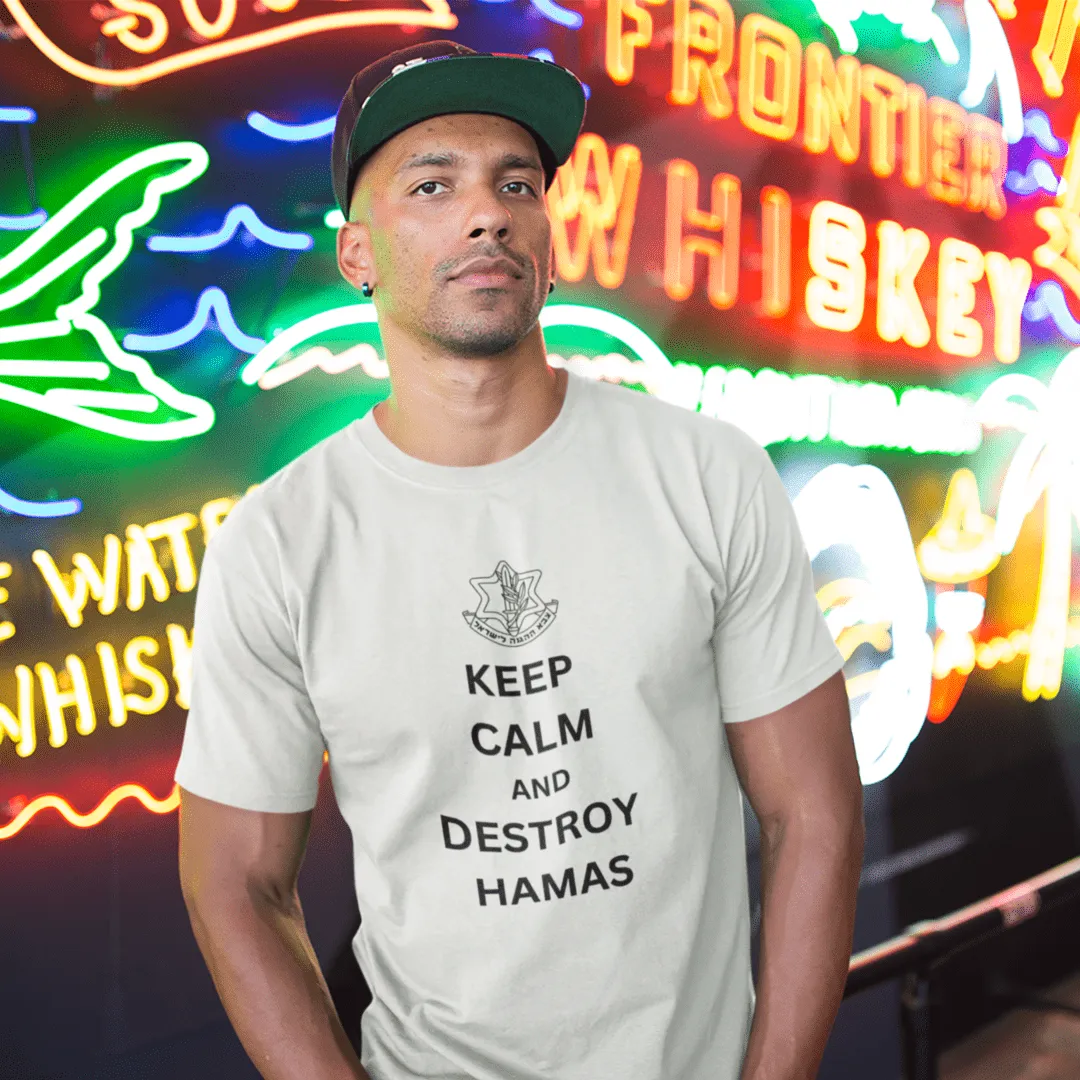 "Keep Calm" White T-shirt for Men | Art by Ori Bejerano