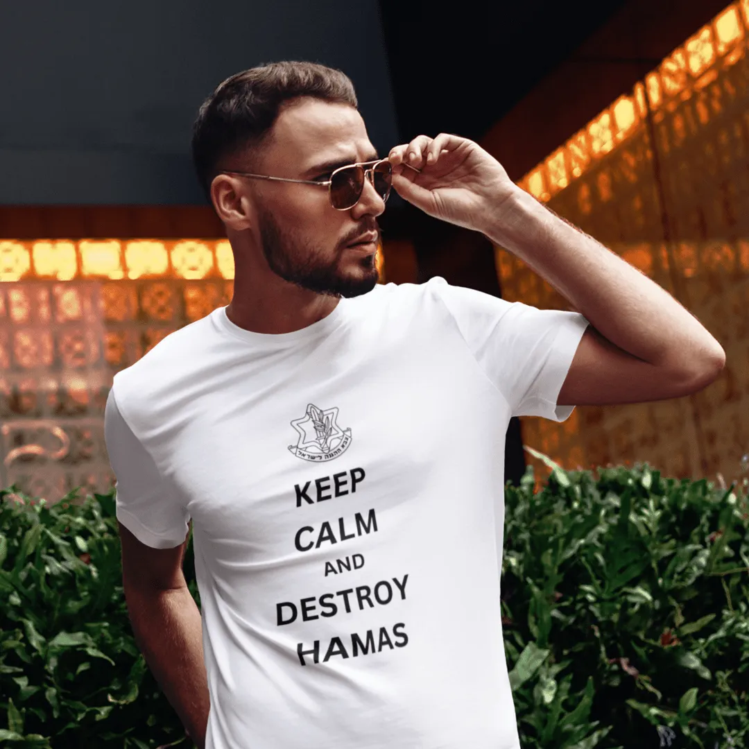 "Keep Calm" White T-shirt for Men | Art by Ori Bejerano