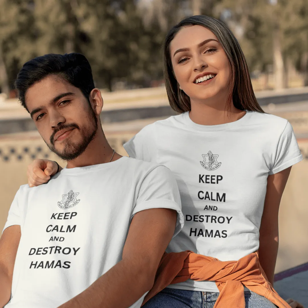 "Keep Calm" White T-shirt for Men | Art by Ori Bejerano