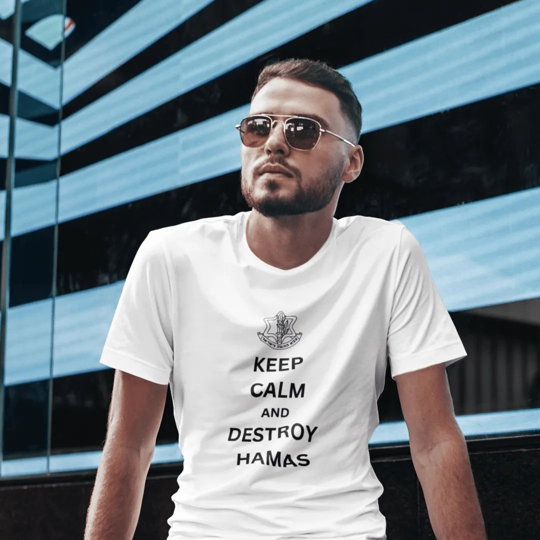 "Keep Calm" White T-shirt for Men | Art by Ori Bejerano