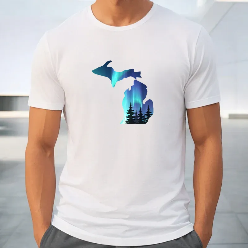 "Michigan Northern Lights" Men's Crew T-Shirt