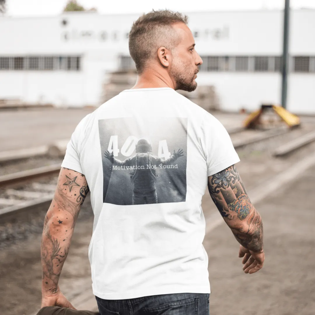 "Motivation Not Found" White T-shirt for Men | Art by Noa Bar Lev
