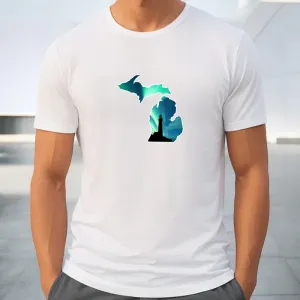 "Northern Lights Lighthouse" Men's Crew T-Shirt
