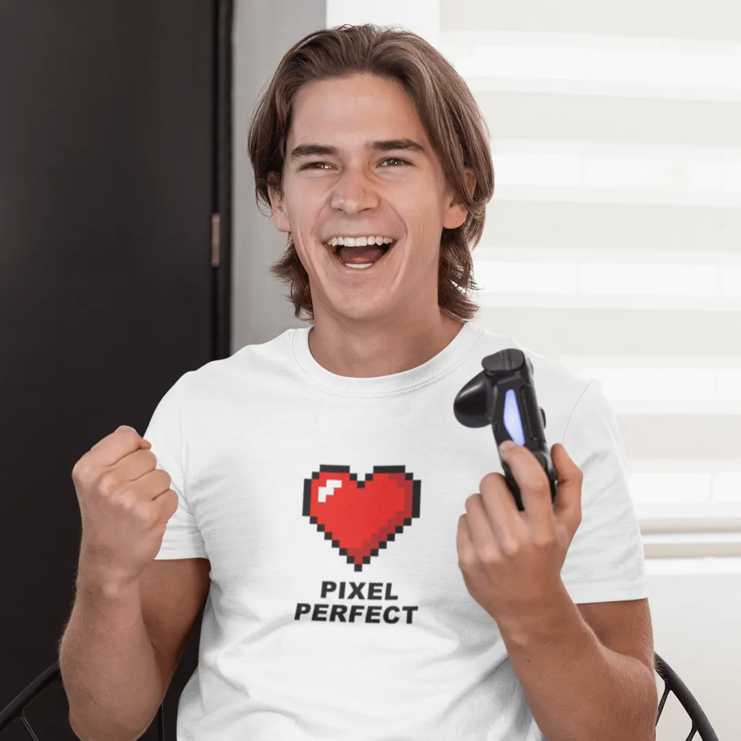"Pixel Perfect" White T-shirt for Men | Art by Noa Bar Lev