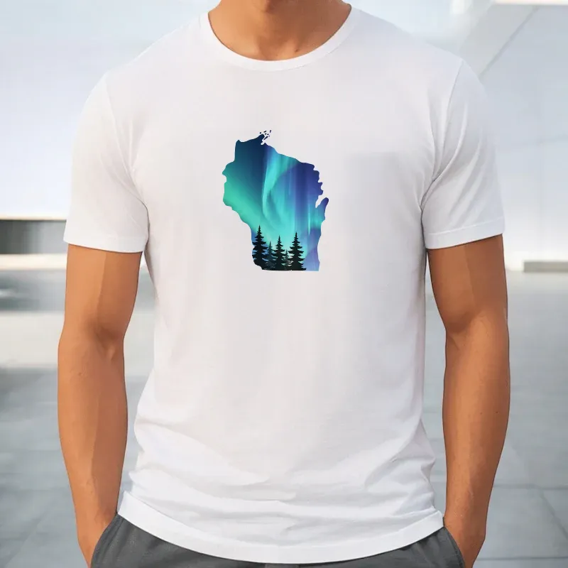 "Wisconsin Northern Lights" Men's Crew T-Shirt
