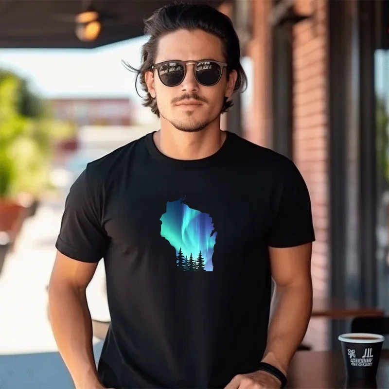 "Wisconsin Northern Lights" Men's Crew T-Shirt