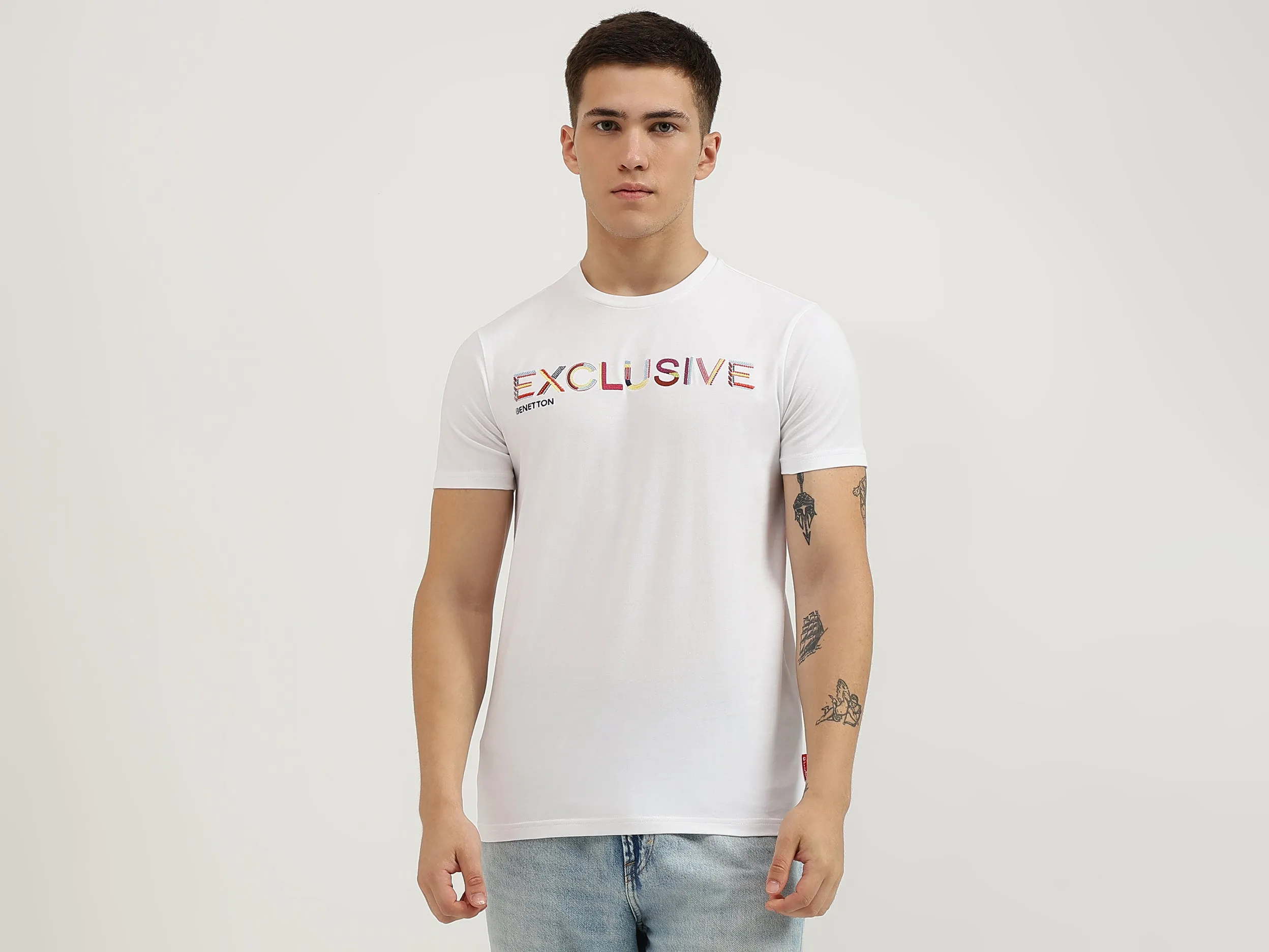 Regular Fit Crew Neck Embroidered T Shirt