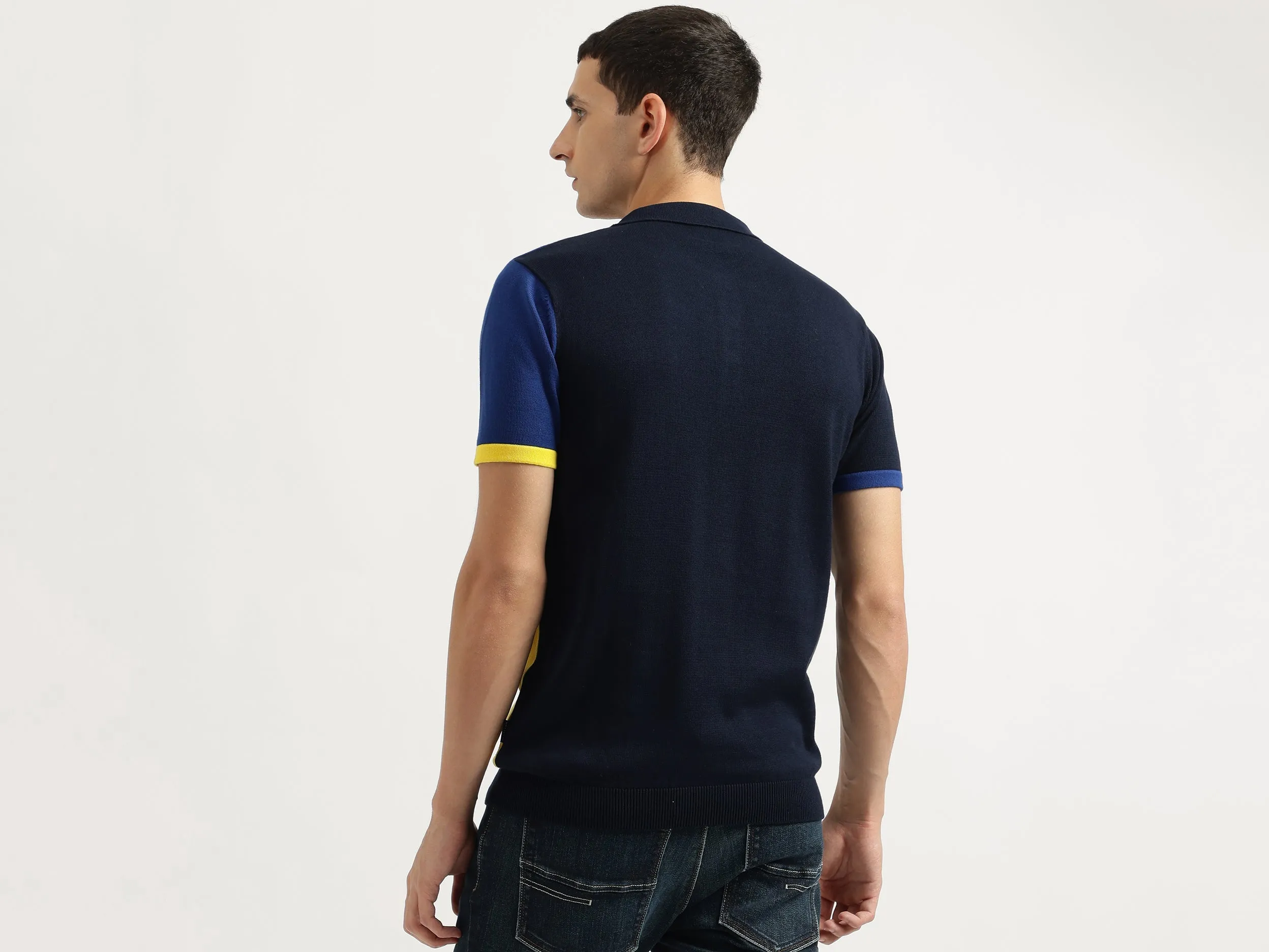 Regular Fit Polo Neck Colorblock Tshirt