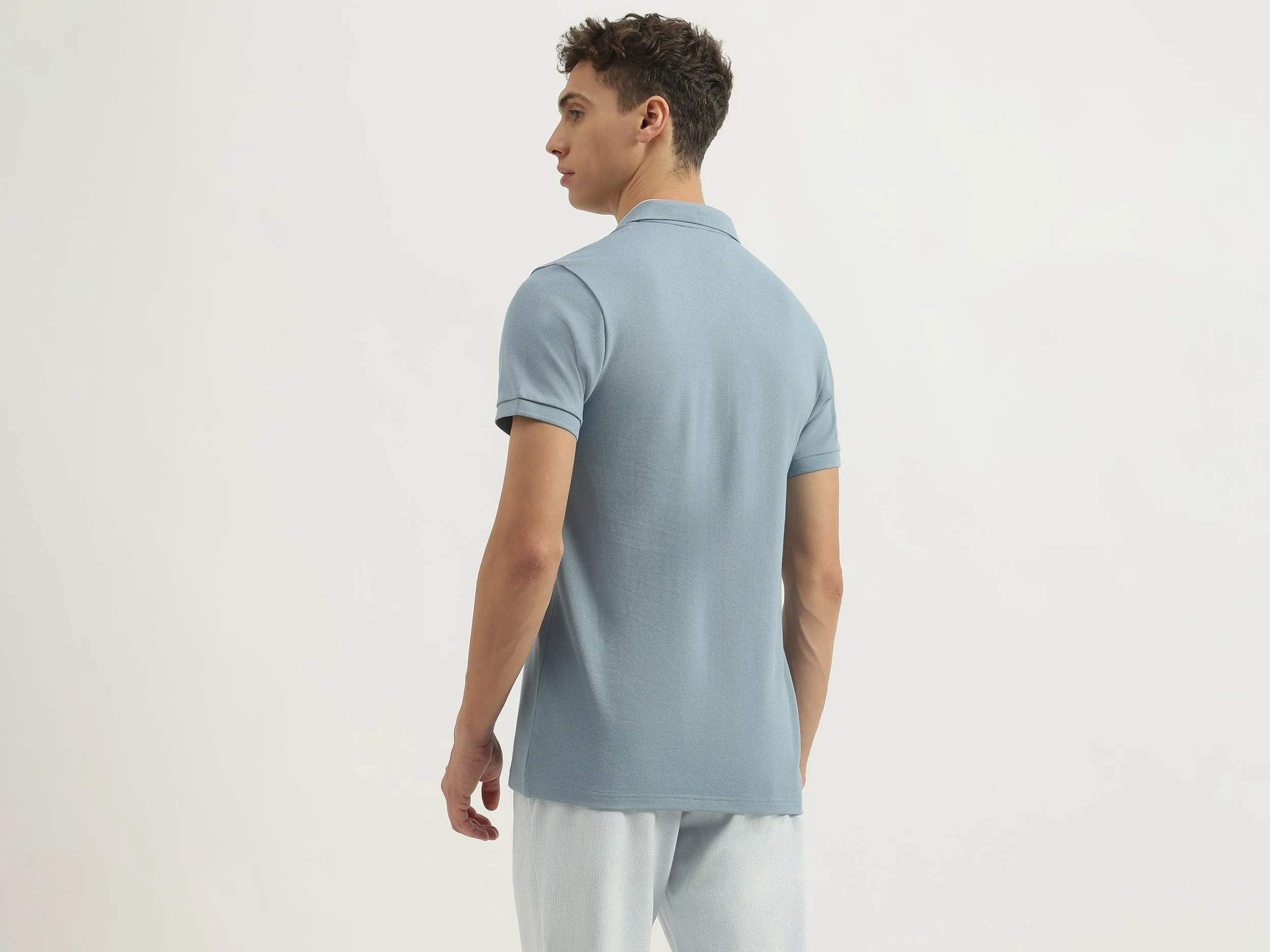 Regular Fit Polo Neck Solid Tshirt