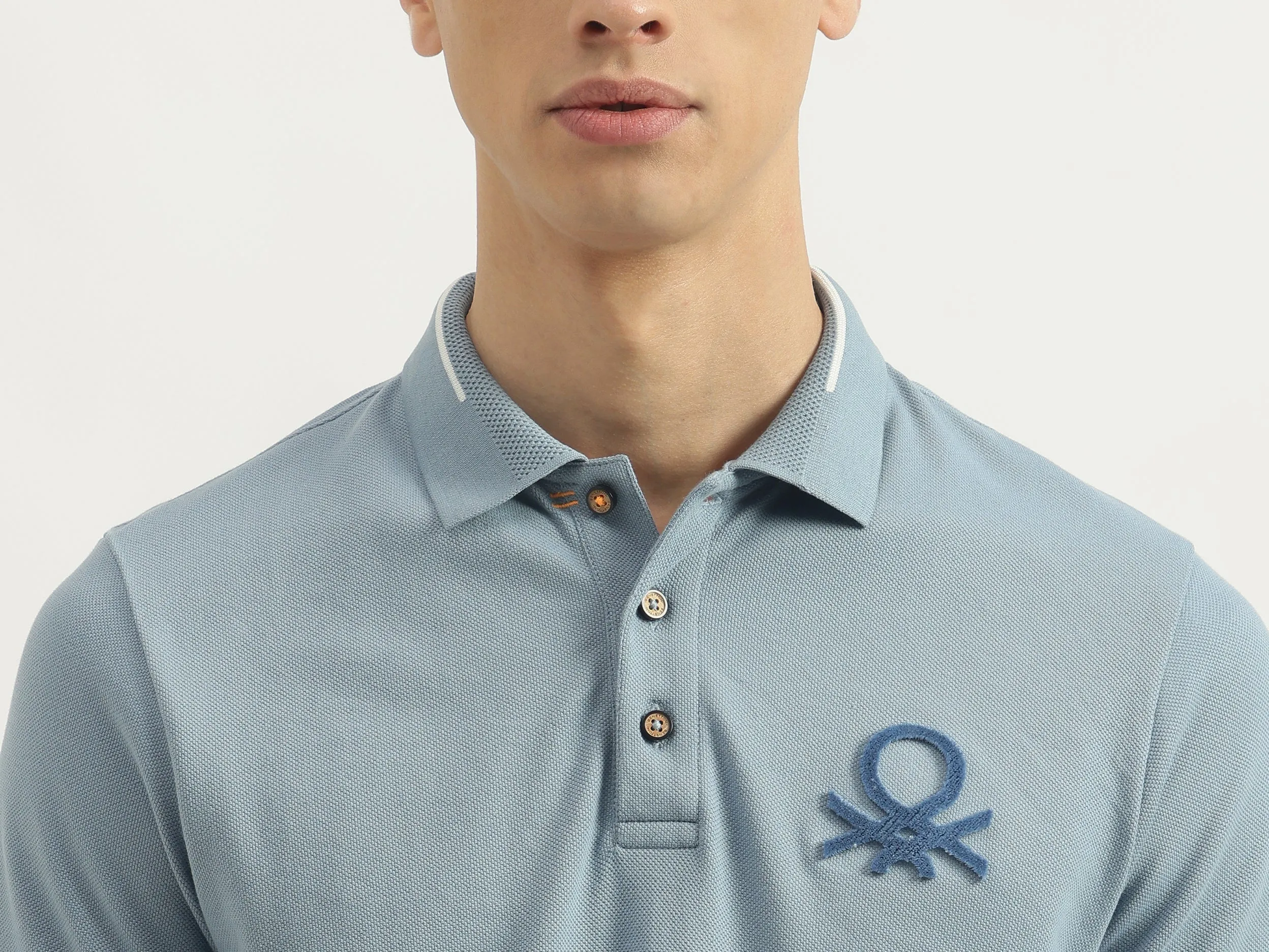 Regular Fit Polo Neck Solid Tshirt