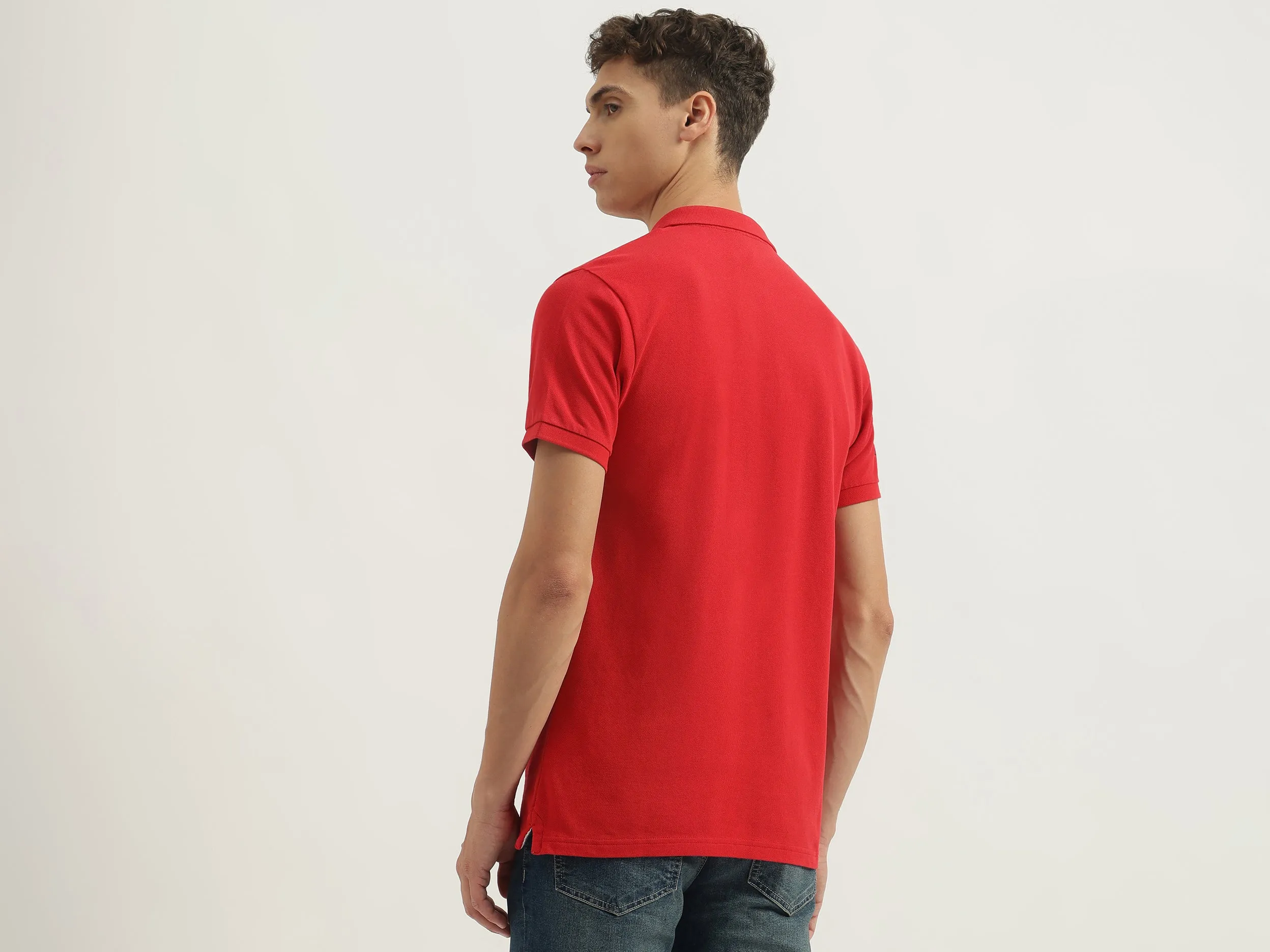 Regular Fit Polo Neck Solid Tshirt